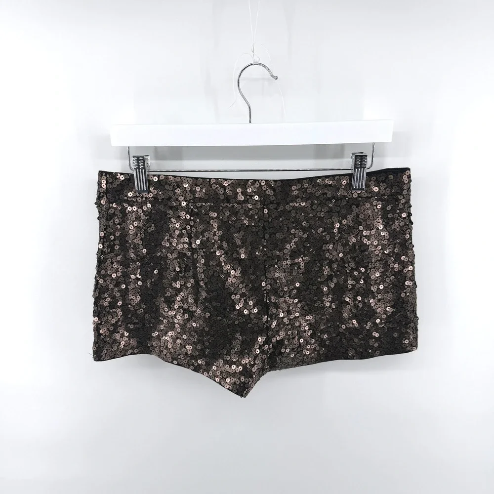 Express Sequin Shorts Bronze Hot Pants 6 Brown Womens Party Festival New‎